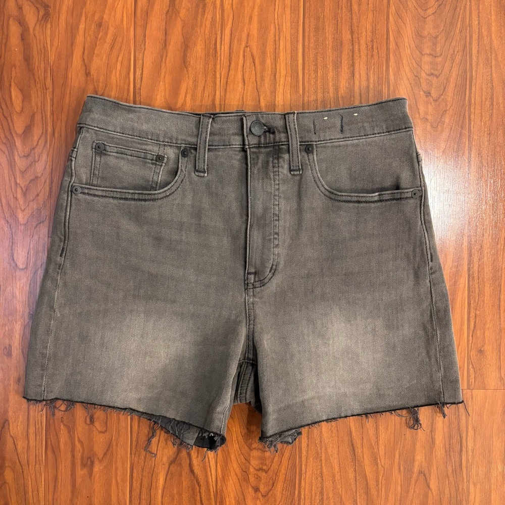 Madewell High-Rise Denim Shorts Womens 27 Gray Raw Edge Hem